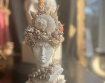 Seashell Ocean Sculpture – Seashell Headdress Bust – Coastal Surreal ...