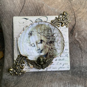 Azulejos Arte, Azulejos de cerámica, Regalo de cumpleaños, Regalo para un amigo, Decoración del hogar, Shabby Schick, Decoupage Art, Vintage, Regalo de bienvenida, Concha