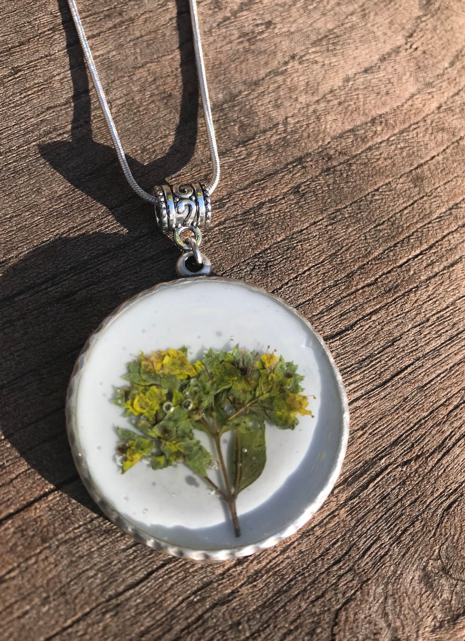 Pendant Silver Plated Pendant Herbs Jewelry Organic Etsy