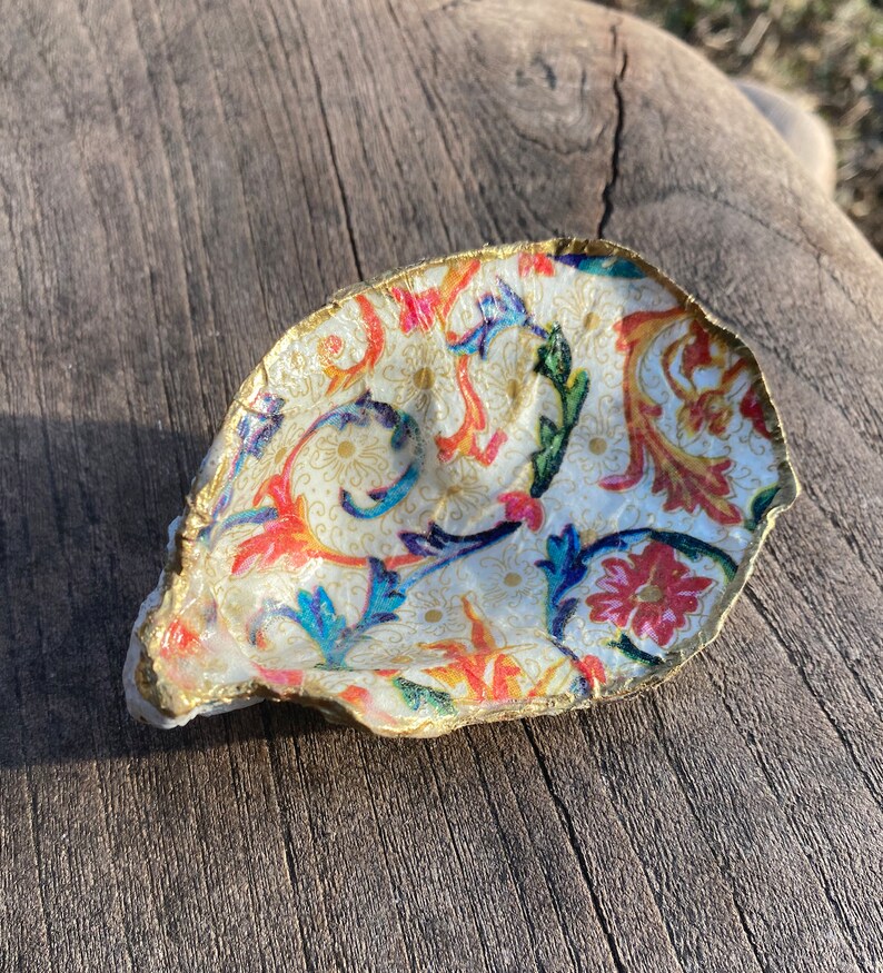 Trinket Dish Oyster Decoupaged Shell Decoupage Shell - Etsy