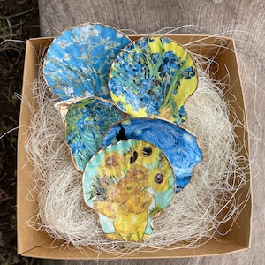 Geschenkbox, Geschenk für einen Freund, Van Gogh, Dankeschön Geschenk, Blau und Gelb, Van Gogh Druck, Küstendekor, Geschenk für beste Freundin, Ozean Kunst, handgemacht