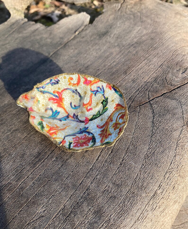 Trinket Dish Oyster Decoupaged Shell Decoupage Shell - Etsy