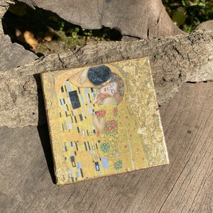 El beso, Gustav Klimt, Klimt, Gustav Klimt Pintura, Oro, Azulejo decorativo, Decoración del hogar, Decoración, Ornamento, Art Deco, Azulejo de decoupage, Arte