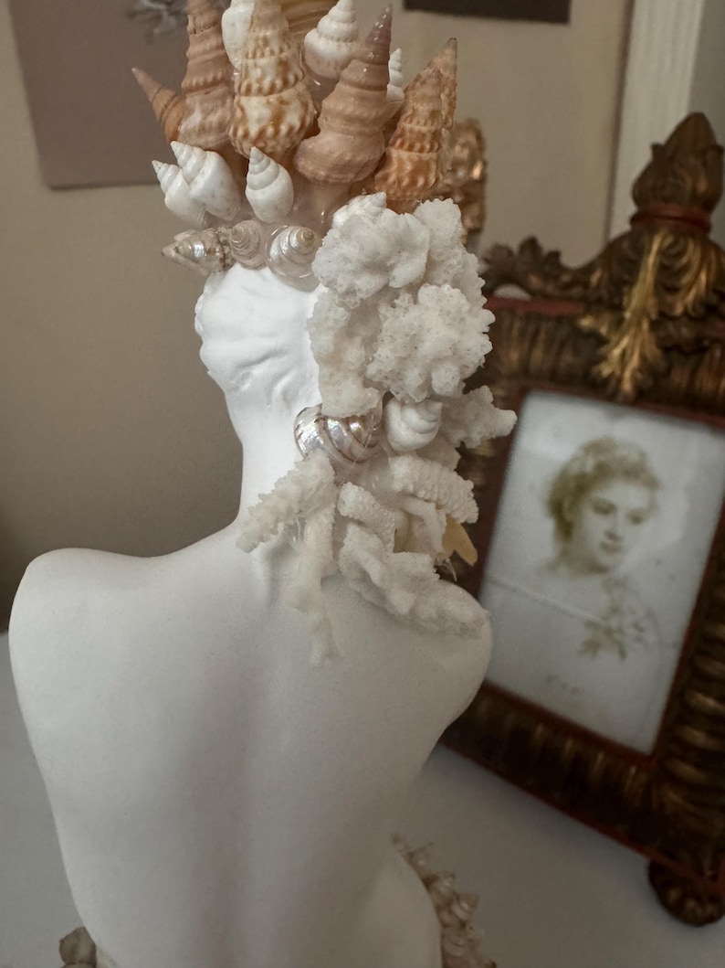 Shell Sculputre Venus Shell Sculpture – Coastal Goddess Bust, Seashell Coral Art ...