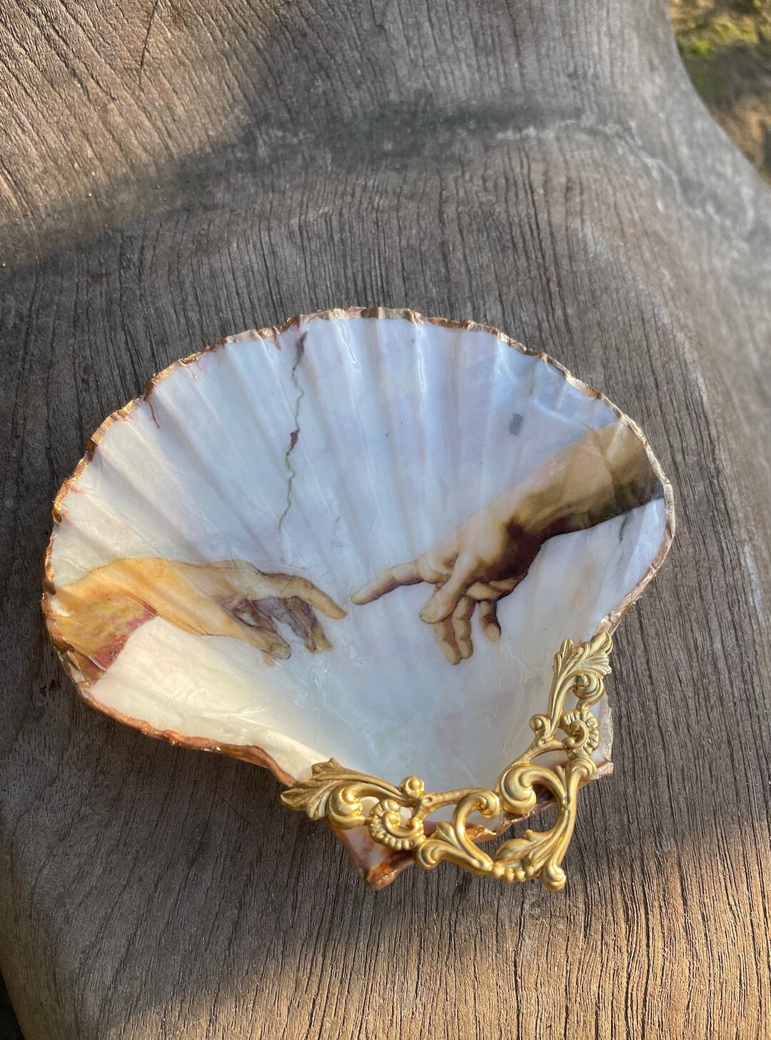 Michelangelo Creation of Adam Decoupage Shell Trinket Dish - Etsy