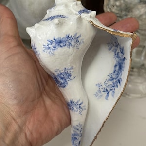 Decoupage Shell, Blue and White, Delft, Birthday Gift, Gift for a Friend, Shell Art, Decorative Ornament, Shell Decoupage, Gifts, Ornament