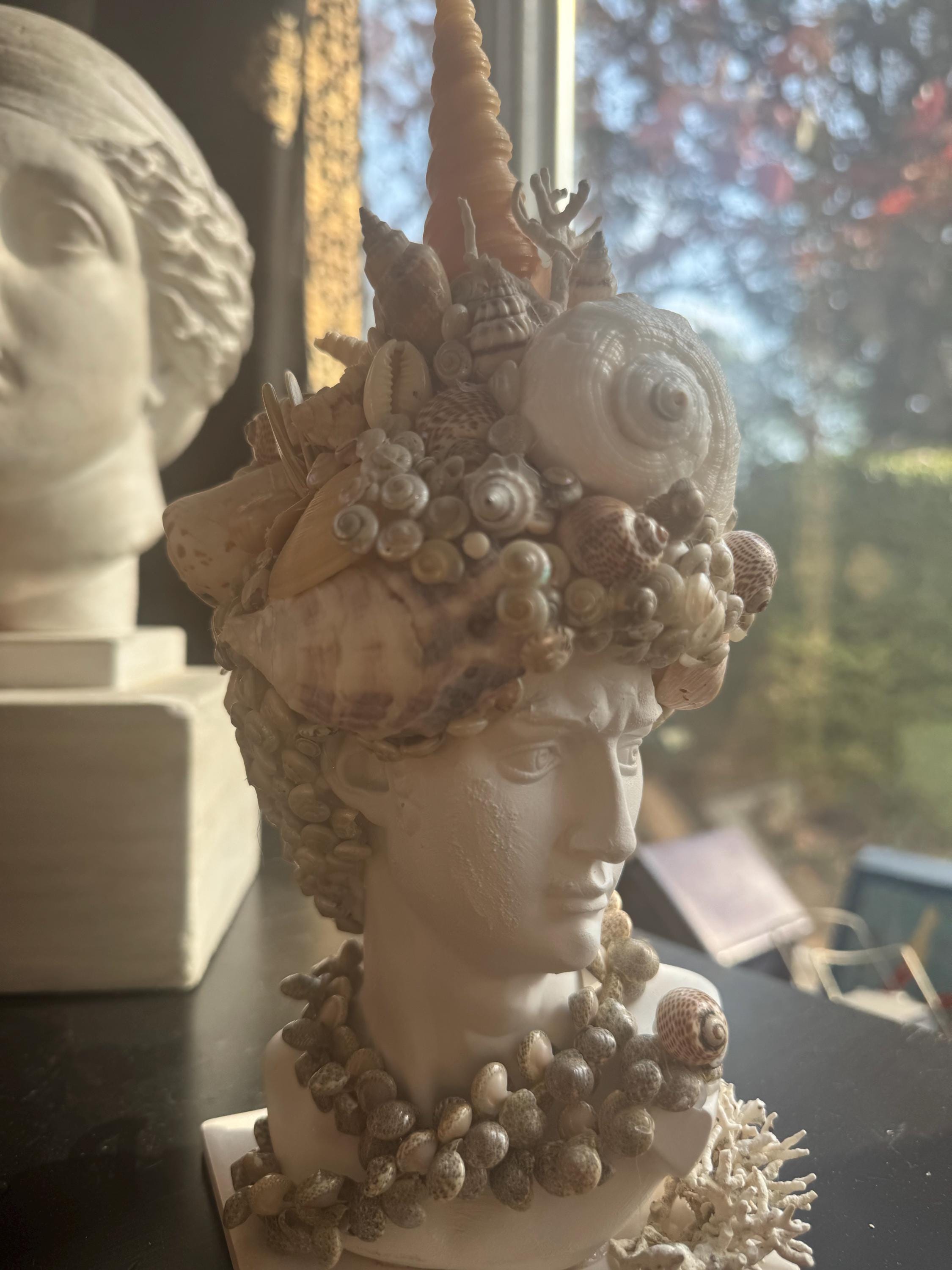 Seashell David Bust Sculpture | Coastal Renaissance Decor - Etsy