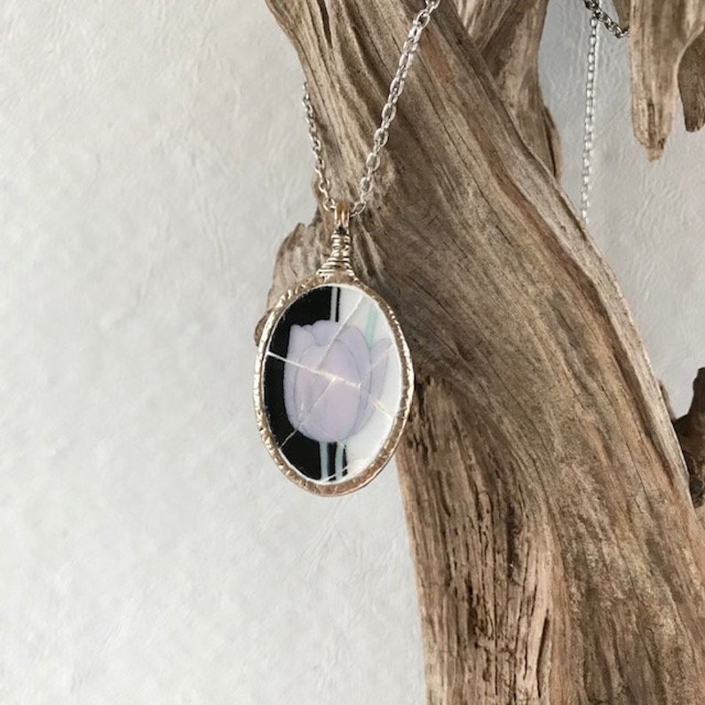 Wearable Art Mosaic Jewelry Tulip Pendant