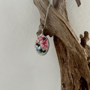 Broken China Mosaic Necklace/ Vintage Pottery Jewelry