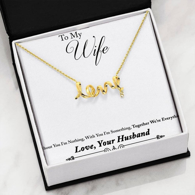 Valentine day gift for wife Scripted Love Necklace Valentine day Scripted Love Necklace Initial Together we are everything gift for wife