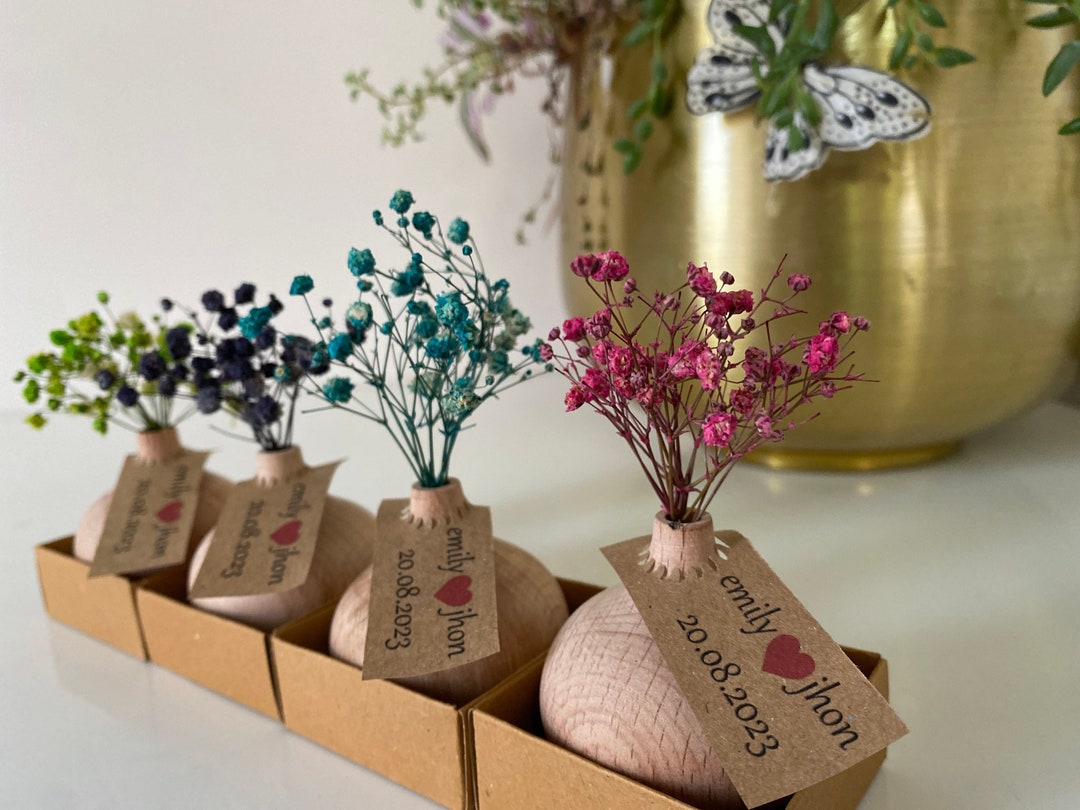 50pcs Personalized Wedding Favors, Wooden Vase, Wedding Favors, Bridal