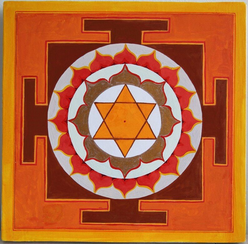 Hand Made Surya sun Yantra Painting on Wood Sacred Art Etsy