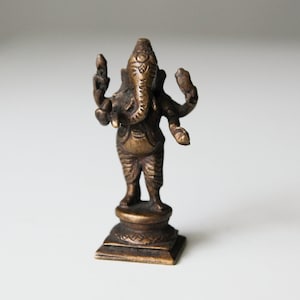 Antique Ganesha devotional bronze figure India 20th century Free shipping