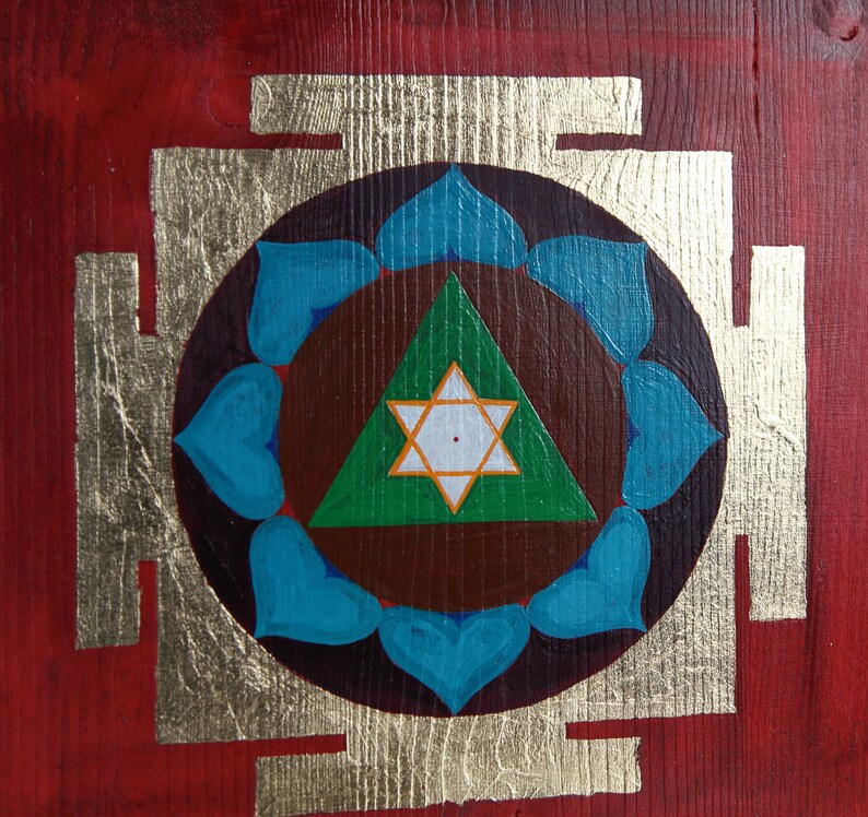 Hand Made Sri Ganesh Yantra Painting on Wood Sacred Art Etsy