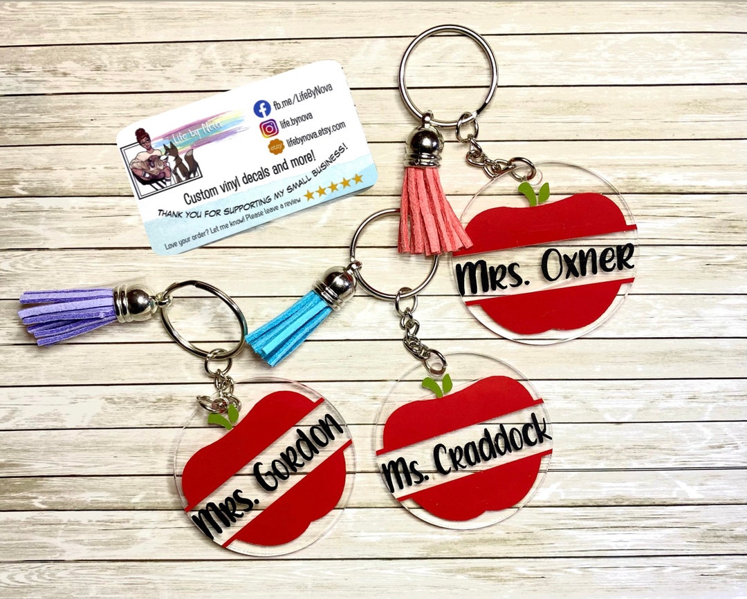 Personalized Teacher Keychain With Tassel Etsy