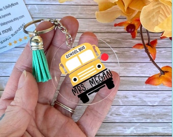 Bus Driver Personalized Keychain with tassel