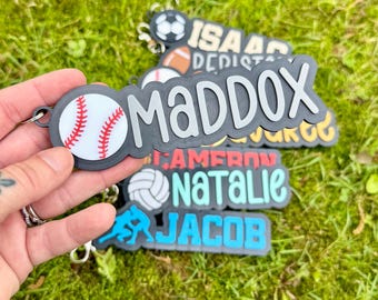 Baseball Personalized 3D Printed Bag Tag Keychain