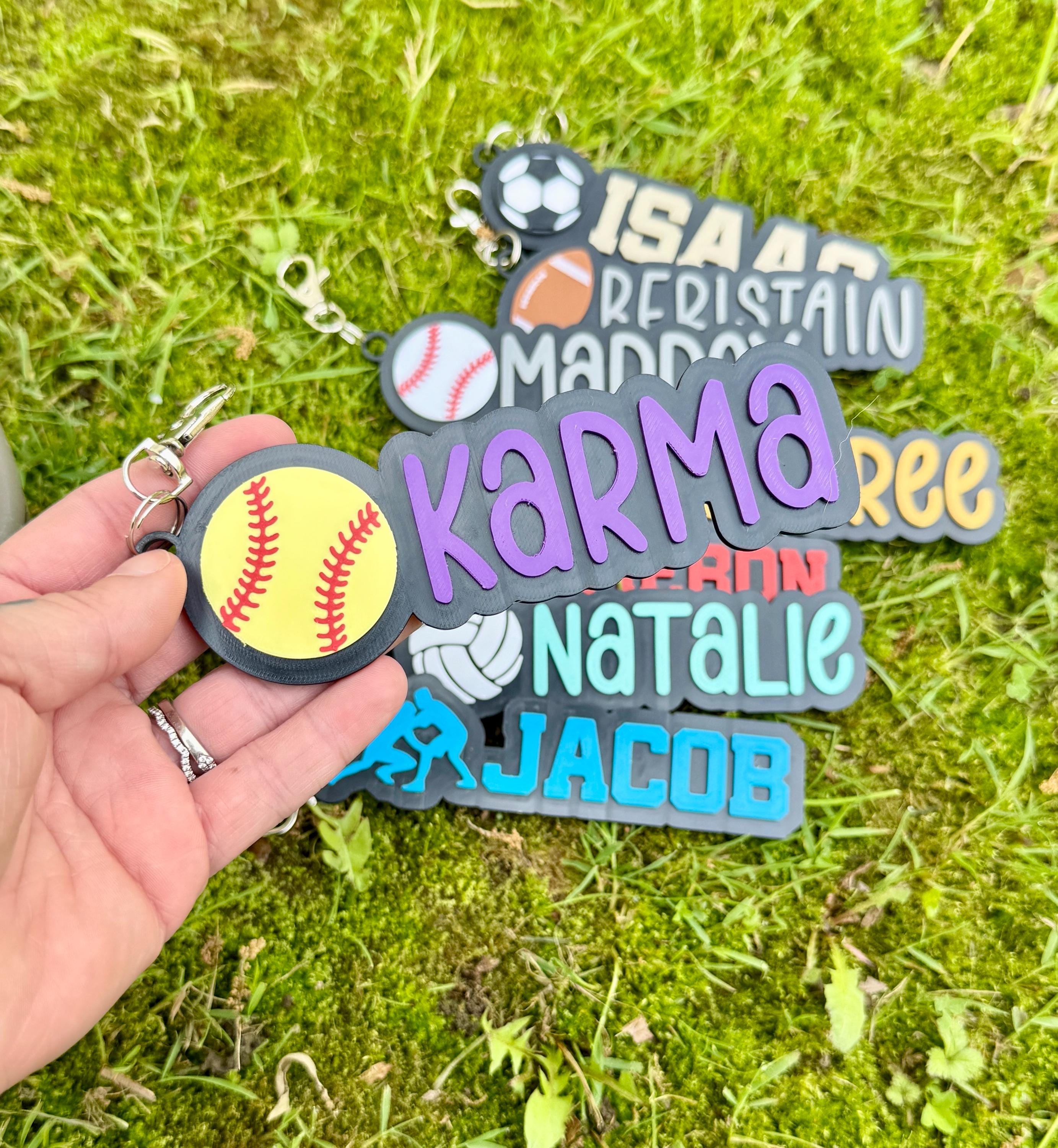 Softball Personalized 3D Printed Bag Tag Keychain