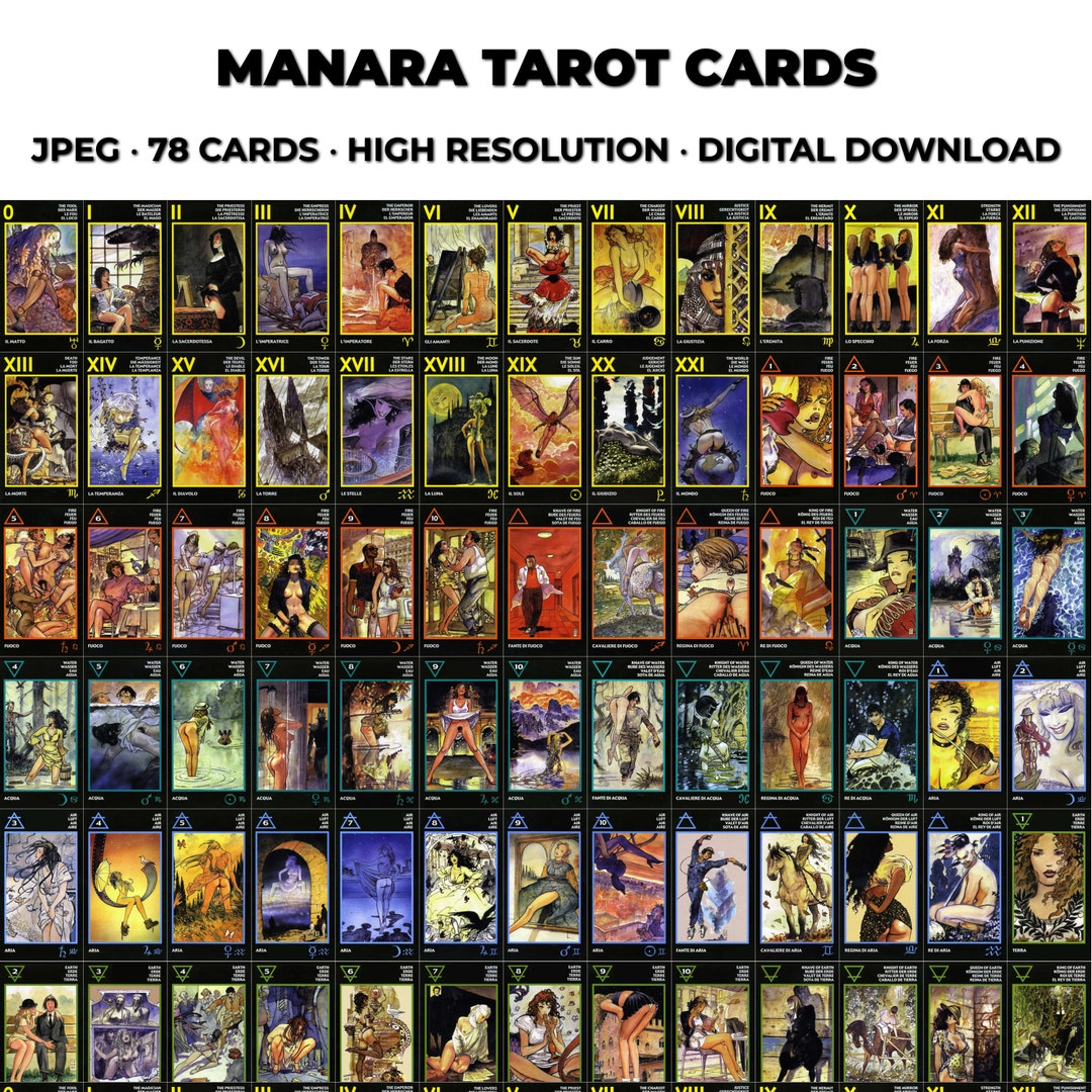 Complete Printable Set Manara Tarot Cards Deck. Printable Etsy Australia