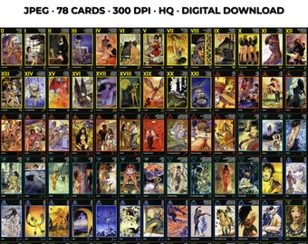 Complete Printable Tarot Deck of Manara Tarot. Manara Tarot Deck Printable. Instant Digital Download Bundle. High Resolution in JPEG