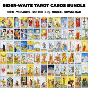 Compleet afdrukbaar tarotdek van Rider Waite Tarot. Rider Waite Tarot Deck afdrukbaar. Instant digitale downloadbundel. Hoge resolutie JPEG