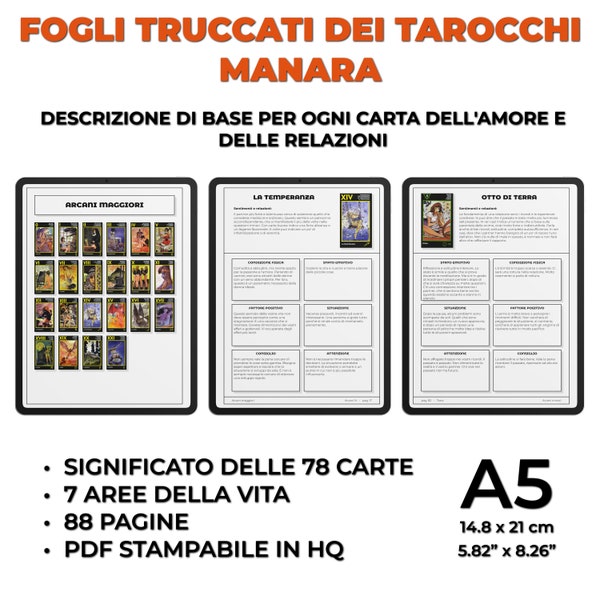 Diario dei tarocchi stampabile Manara. Diario dei Tarocchi Manara PDF. Fogli truccati dei tarocchi Manara. Libro per principianti