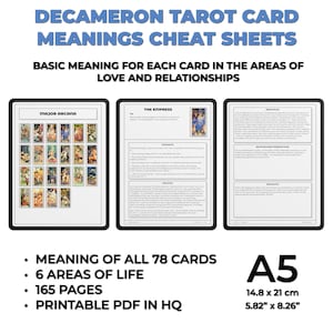 Significati delle carte dei Tarocchi del Decameron. Decameron Guida stampabile al mazzo dei tarocchi. Libro per principianti. Diario PDF dei Tarocchi del Decamerone