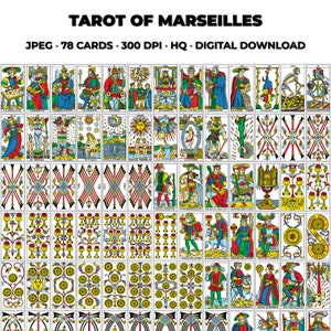 Baraja de Tarot Imprimible Completa del Tarot de Marsella. Baraja de Tarot de Marsella Imprimible. Paquete de descarga digital instantánea. Alta resolución en JPEG