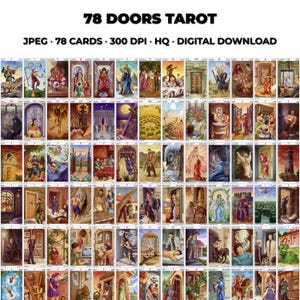 Baraja de Tarot 78 Puertas imprimible completa. Baraja de Tarot 78 Puertas imprimible. Paquete de descarga digital instantánea. JPEG de alta resolución.