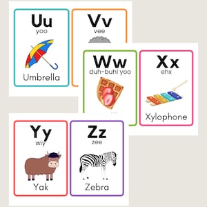 English Alphabet Flashcards Printable With Pronunciation 5x7 Kids ...