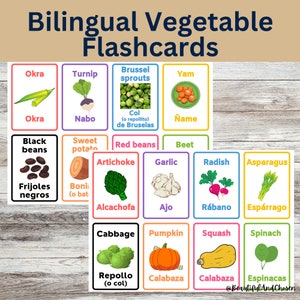 Bilingual Food Flashcards Bundle, Spanish & English (printable) - Etsy