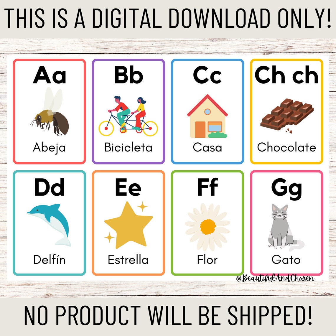 Spanish Alphabet Flashcards Printablestudy Tools Kids Etsy Canada