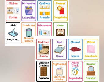 Bilingual Home Labels-Spanish and English- Basic Set