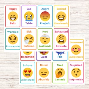 Émotions - Imprimables en espagnol et anglais - Évaluation pour enfants, Outils pédagogiques, Outils préscolaires, Apprentissage précoce, Évaluation des jeunes enfants