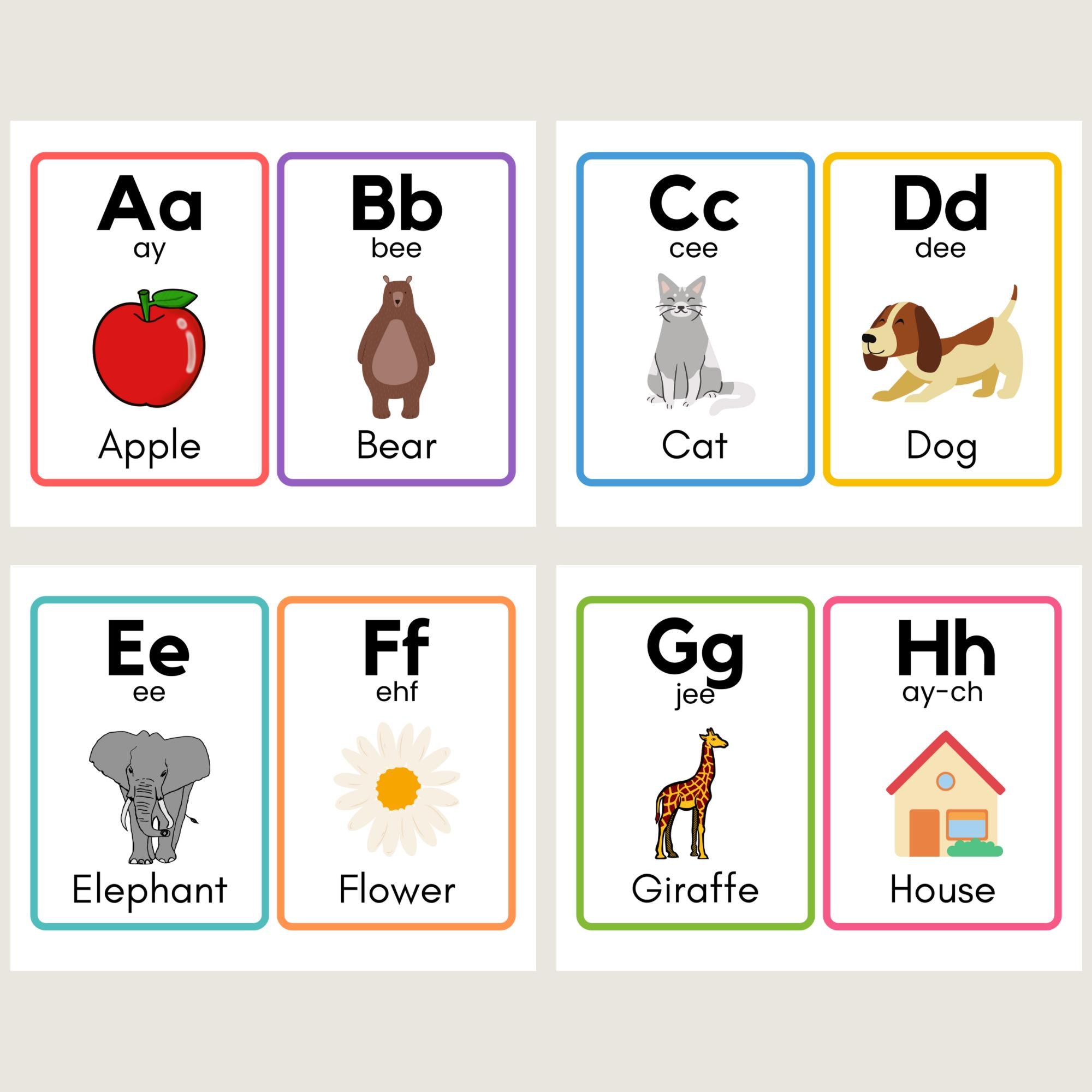 English Alphabet Flashcards Printable With Pronunciation 5x7 - Kid’s ...