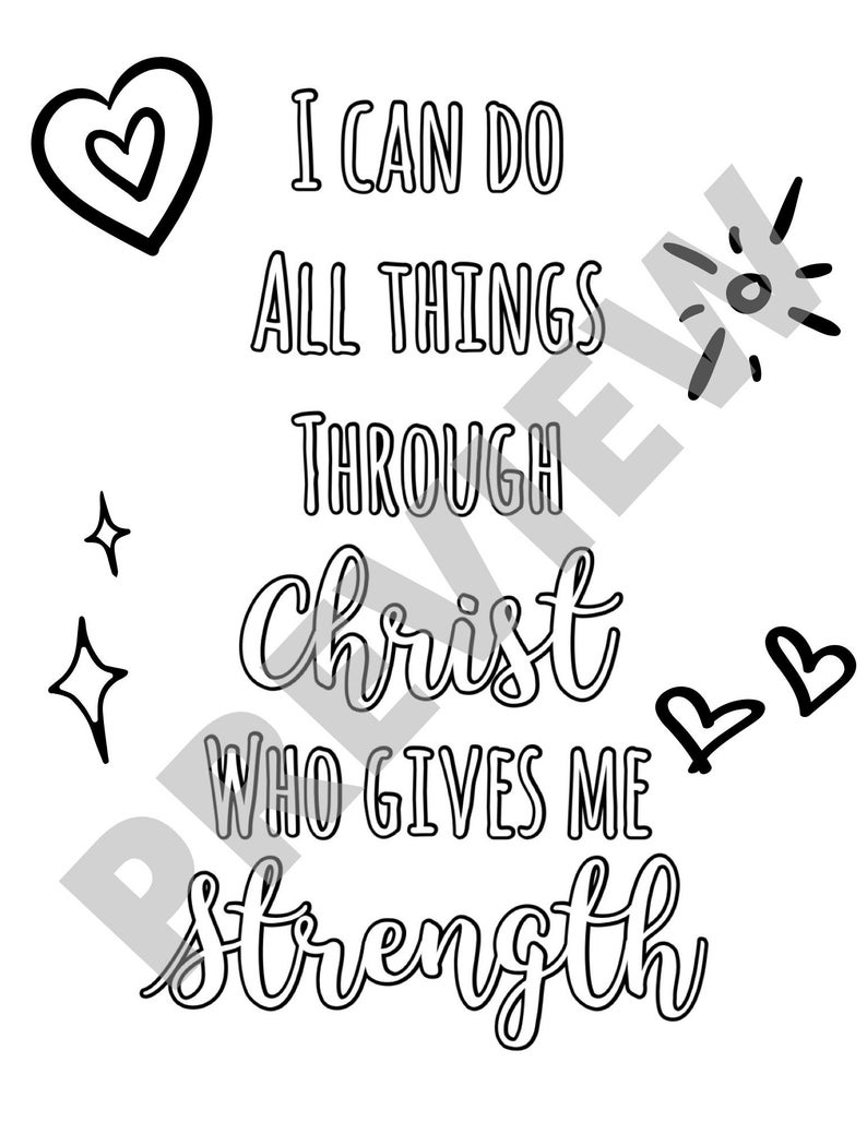 Printable Christian Inspirational Quote Coloring Sheets for - Etsy