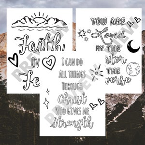 Printable Christian Inspirational Quote Coloring Sheets for - Etsy