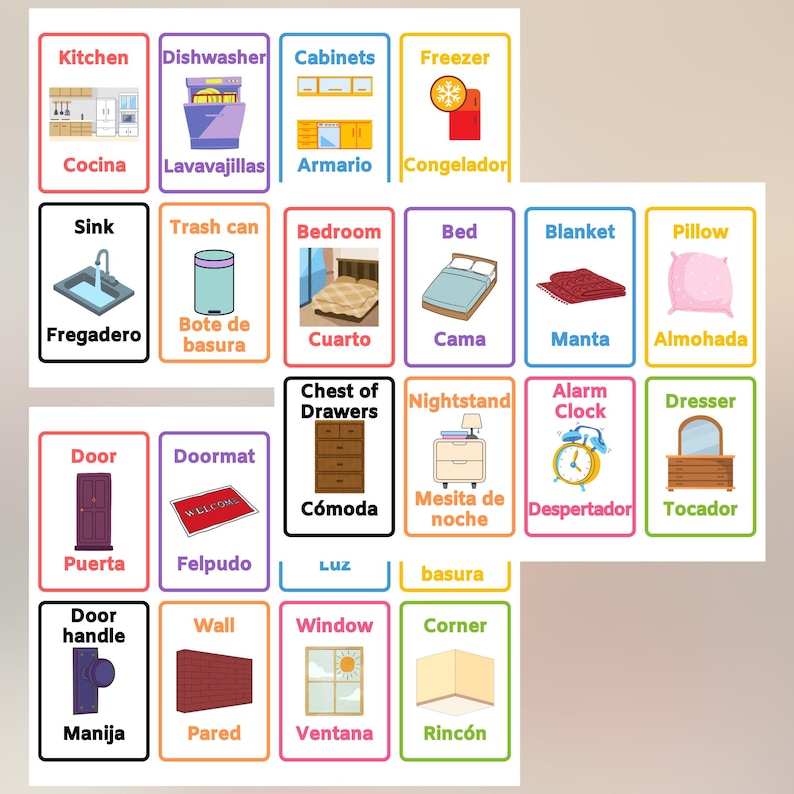 Bilingual Home Labels (125+)-spanish and English- Complete Set - Etsy