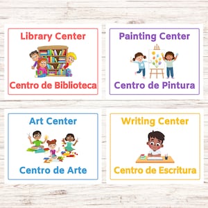 Bilingual Classroom Center Labels-spanish and English- Classroom ...