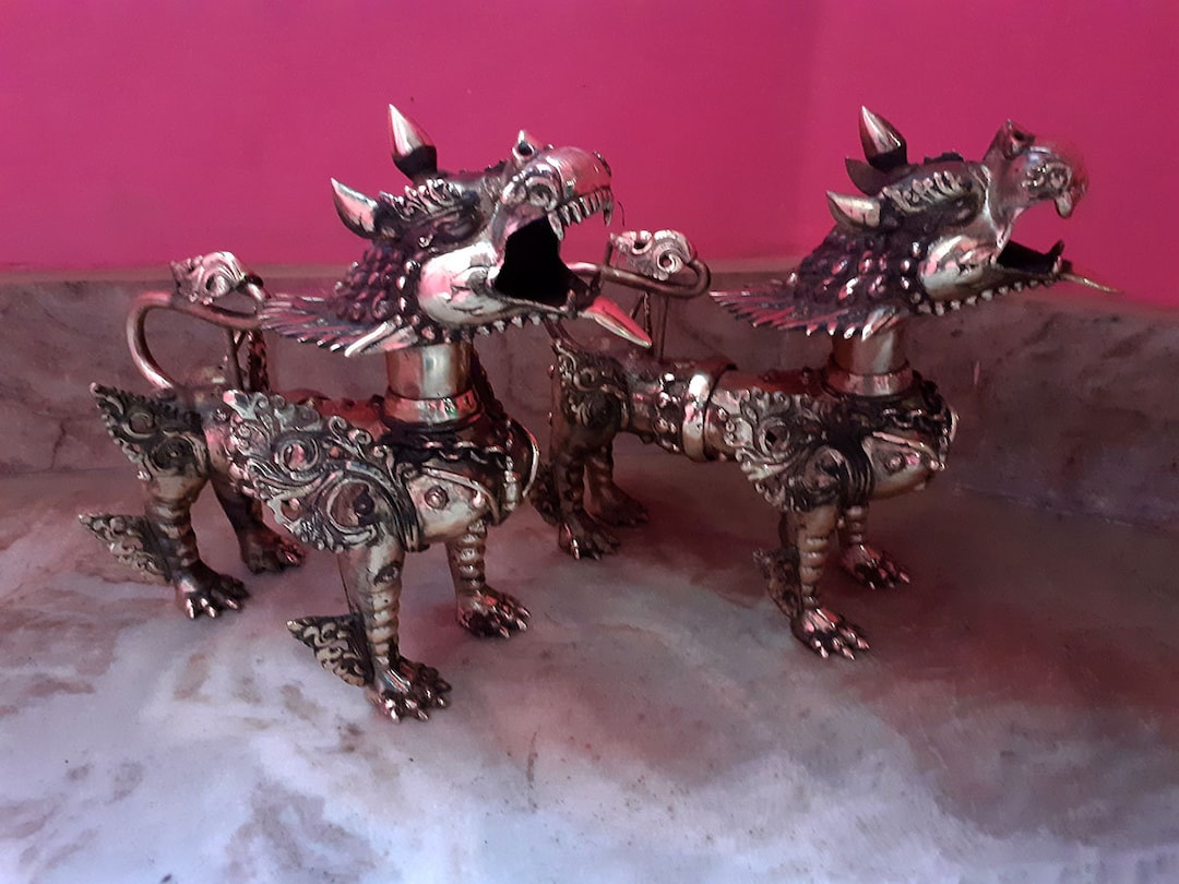 Buddhism Protector Pair of Lion Feng Shui Lions Foo Fu Dog Etsy