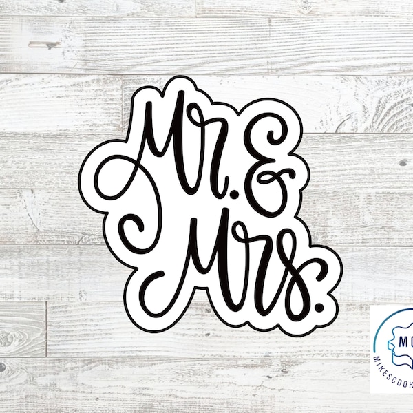 Mr. & Mrs. Wedding Plaque Cookie Cutter or Stencil