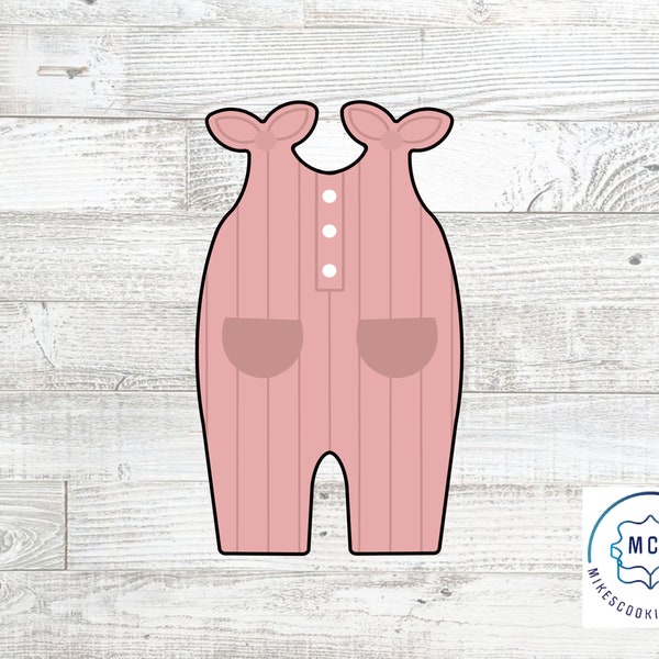 Baby Girl Tied Overalls Cookie Cutter