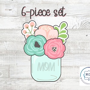 Floral Mason Jar 6-Piece Set Mother's Day Cookie Cutters