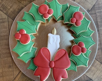 Christmas Wreath 4-Piece Platter Cookie Cutter Set