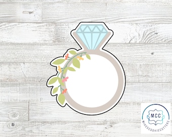 Floral Leaf Branch Diamond Engagement Wedding Ring 1 Cookie Cutter