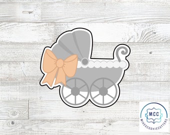 Baby Carriage Stroller With Bow Cookie Cutter