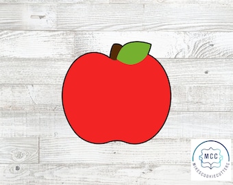 Peut inclure: Emporte-pièce en forme de pomme rouge avec une tige en forme de feuille verte. L'emporte-pièce est conçu pour faire des biscuits en forme de pomme.