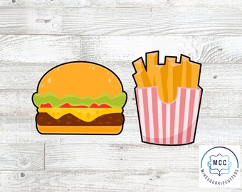 Hamburger or French Fries Valentine Pairs Cookie Cutter