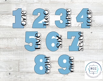 Set of Numbers Side Script 1-9 Cookie Cutter 2, 3, 4, 5, 6, 7, 8
