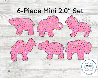 6-Piece 2” Frosted Animal Cracker Cookie Cutters